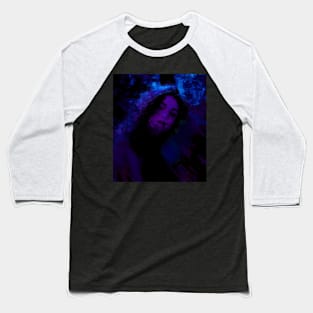 Beautiful girl, in dark place. Some blurred shapes. Blue and violet. Blue, so beautiful. Baseball T-Shirt